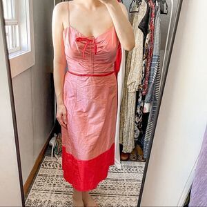 Watters & Watters Dupioni Silk Spaghetti Strap Dress Pink 10